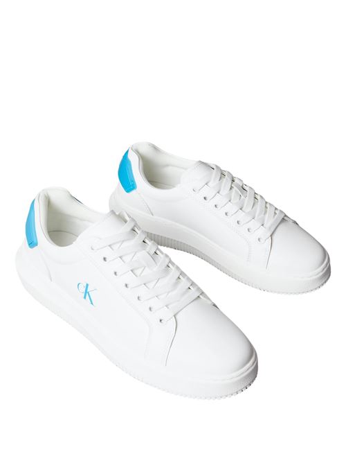 Sneaker donna bianca e celeste in pelle Calvin Klein Jeans | YW0YW018460LE